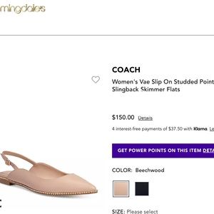 COACH | Vae Slip On Studded Pointed Toe Slingback Skimmer Flats
